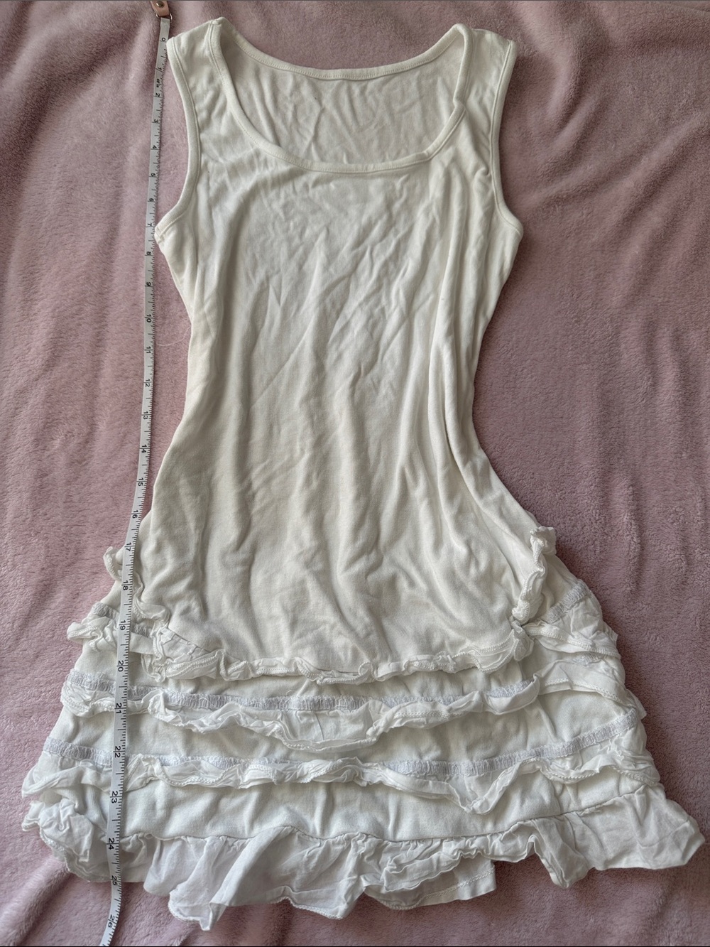 🤍 White Ruffled Tank Dress
